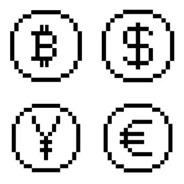 Pixel BW icons set Stock Illustration