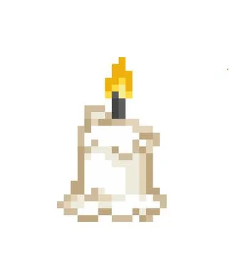 Pixel candle image for game assets. Vector illustration of cross stitch pattern. Stock Illustration