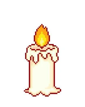Pixel candle image for game assets. Cross stitch pattern vector Illustration. Stock Illustration