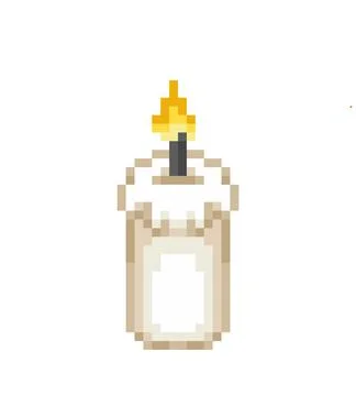 Pixel candle image for game assets. Cross stitch pattern vector Illustration. 스톡 일러스트