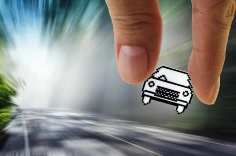 Pixel car icon Stock Illustration