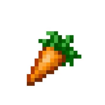 Pixel carrot image. Vector illustration for 8 bit game and cross stitch patte Stock Illustration