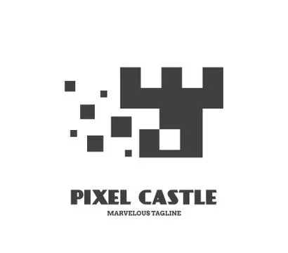 Pixel castle abstract logo. Isolated Vector Illustration Stock-Illustration