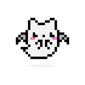 Pixel cat ghost with wings image. for game assets. Illustrazione stock