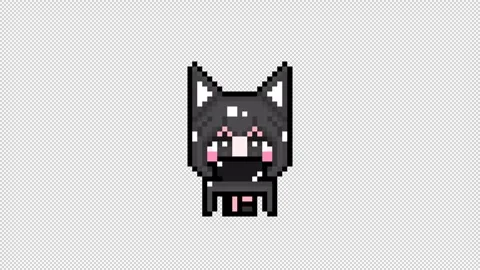 Pixel Cat girl personal computer short hair Looping  animation. 1080p (6) Stock Footage 317673274