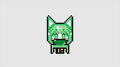 Pixel Cat girl personal computer short hair Looping  animation. 1080p (5) Stock Footage 317673327