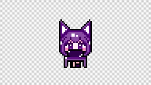 Pixel Cat girl personal computer short hair Looping  animation. 1080p (7) Stock Footage 317673331