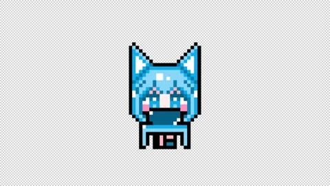 Pixel Cat girl personal computer short hair Looping  animation. 1080p (2) Stock-Footage 317673419
