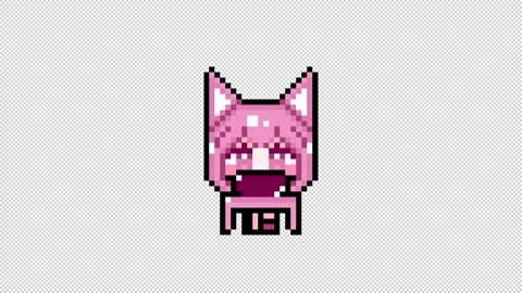 Pixel Cat girl personal computer short hair Looping  animation. 1080p (1) Stock Footage 317673442
