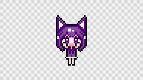 Pixel Cat girl Raise both hands short hair Looping  animation. 1080p (7) Stock Footage 317673448