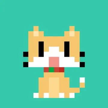 Pixel cat image for game assets. Illustrazione stock
