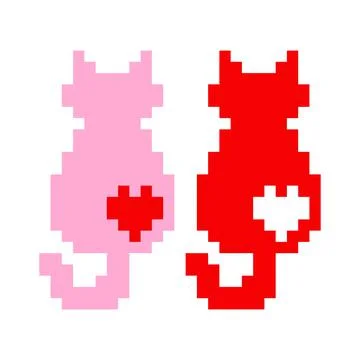 Pixel cat image. Vector Illustration of pixel art. Illustrazione stock