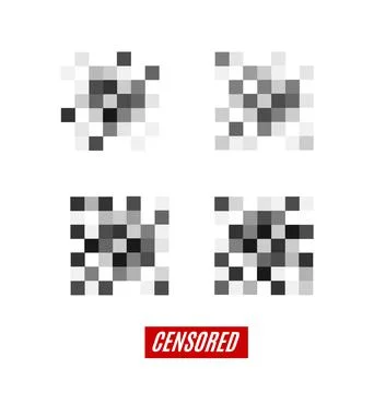 Pixel Censored Sign Different Types Set. Vector 스톡 일러스트