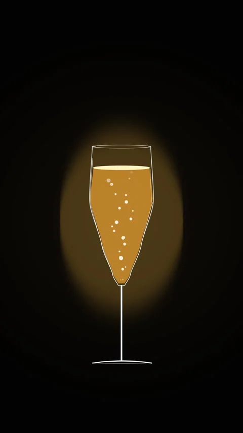 Pixel champagne glass loop animation with glowing bubbles 스톡 동영상 346552485