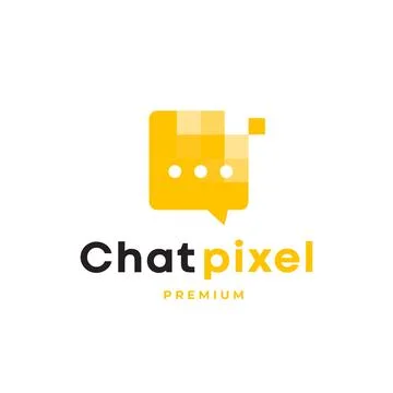 Pixel Chat, dialog app dialog bubble box logo icon template vector Stock Illustration
