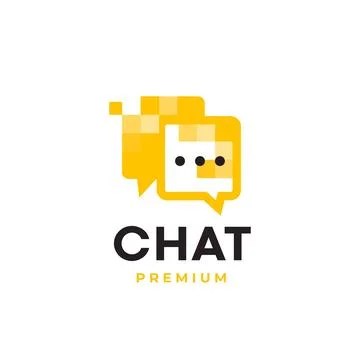 Pixel Chat, dialog app dialog bubble box logo icon template vector Stock Illustration