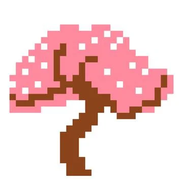 Pixel cherry blossom image for game assets. Stock Illustration