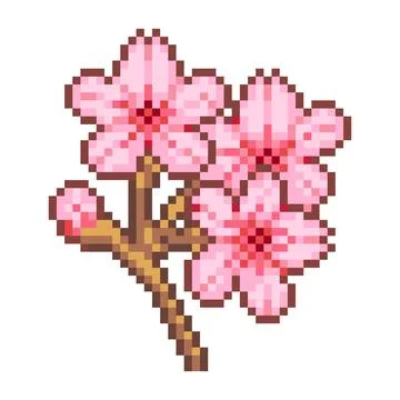 Pixel cherry blossom image for game assets. Illustrazione stock