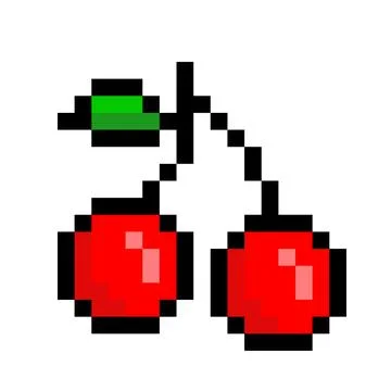 Pixel cherry image for game assets. Stock Illustration