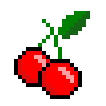 Pixel cherry image for game assets. Illustrazione stock