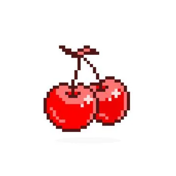 Pixel cherry image for game assets. Stock Illustration