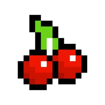 Pixel cherry image for game assets. 스톡 일러스트
