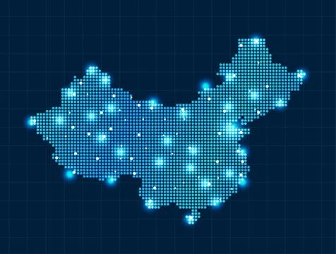 Pixel China map Stock Illustration