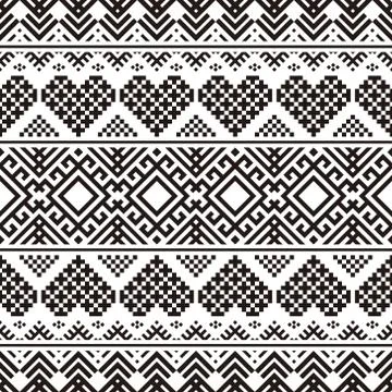 Pixel Christmas Ethnic pattern on white background. Ornament. Stock Illustration