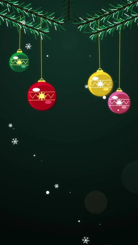 Pixel christmas tree animation with ornaments, snow and festive mood Stock Footage 346552532
