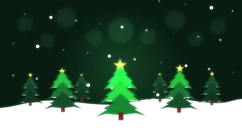 Pixel christmas tree snow loop animation in dark forest background Stock Footage 346540585