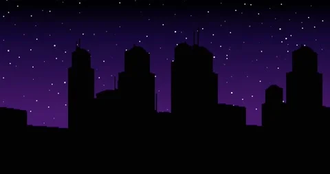 Premium Vector  Pixel art night city with landscape, sky, clouds, city  silhouette, stars and moon. vector