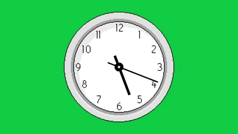 Pixel Clock Loop Animation on Green Background Stock Footage 313672406