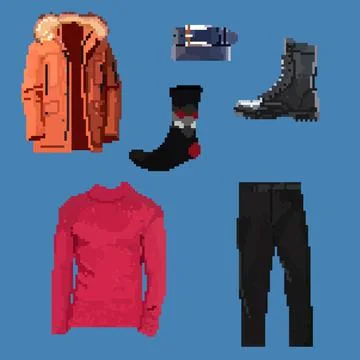 Pixel clothes set 스톡 일러스트