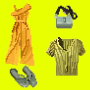 Pixel clothes set 스톡 일러스트