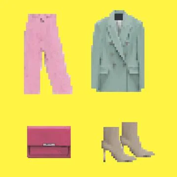 Pixel clothes set 스톡 일러스트