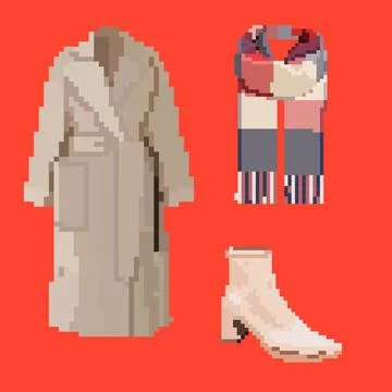 Pixel clothes set 스톡 일러스트