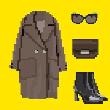 Pixel clothes set Stock Illustration