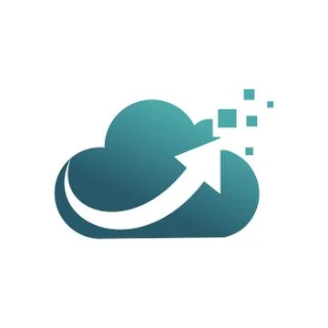 Pixel Cloud Up Arrow Internet Data Technology Logo Stock Illustration