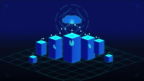 Pixel cloud computing network data storage server technology animation Stock Footage 347212388