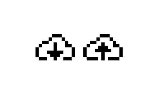 Pixel cloud download and upload. Vector icon. Stock Illustration