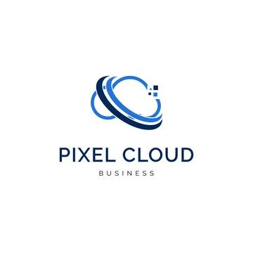 Pixel cloud logo design inspiration Stock Illustration