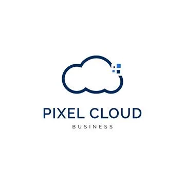 Pixel cloud logo design inspiration Stock Illustration