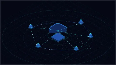 Pixel cloud network and digital connection loop animation Stock Footage 347212446