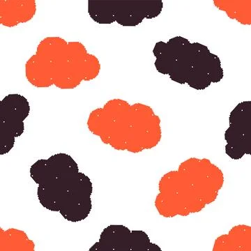 Pixel Cloud Seamless Pattern. Vector seamless dithering pixel style pattern Stock Illustration