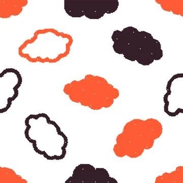 Pixel Cloud Shapes Seamless Pattern. Vector seamless dithering pixel style .. Stock Illustration