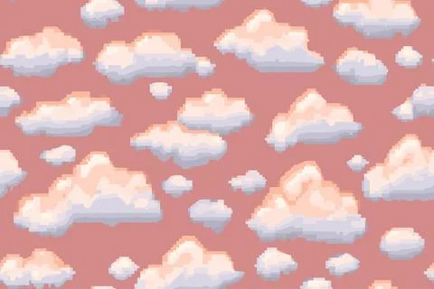 Pixel clouds seamless pattern texture background Illustrazione stock