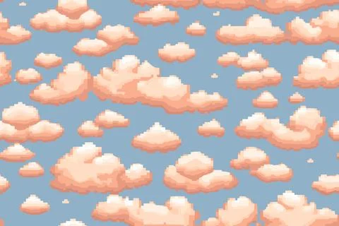 Pixel clouds seamless pattern texture background Stockillustratie