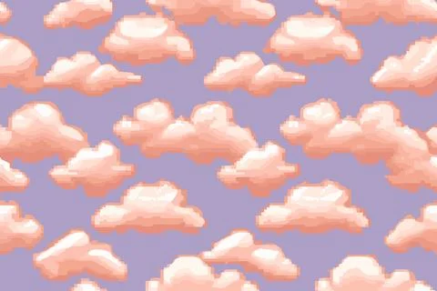 Pixel clouds seamless pattern texture background イラスト素材
