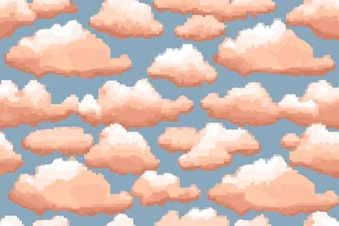Pixel clouds seamless pattern texture background 스톡 일러스트