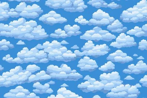 Pixel clouds seamless pattern texture background 스톡 일러스트